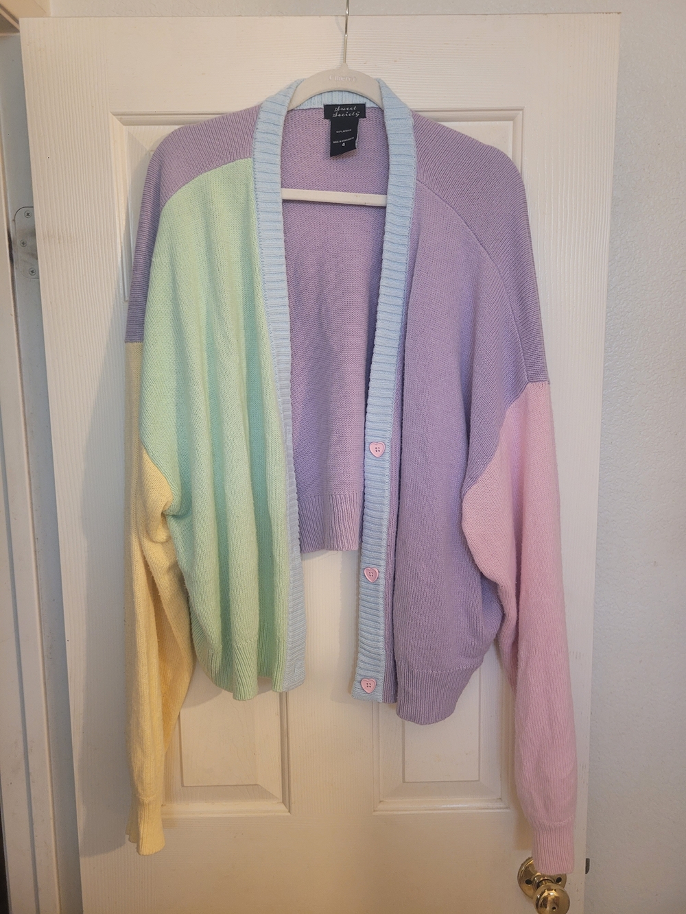 Joules Pastel Multi-Block Cropped Cardigan